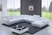 E430 RF White large living room sectional sofa in right-facing shape