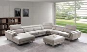 E582 LF Oversized contemporary leather gray/silver sectional