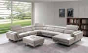 Oversized contemporary leather gray/silver sectional