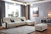 White leather cozy stylish living room sectional