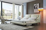 Contemporary off white leather bed