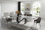 E9087 III (Gray) Dark ceramic dining table w/ extensions