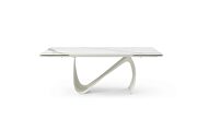 White ceramic dining table w/ extensions main photo