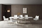 E9087 II (White) White ceramic dining table w/ extensions