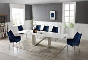 E9087 II (Blue) White ceramic dining table w/ extensions