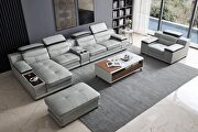 Elegant contemporary gray half leather left-facing sectional sofa main photo