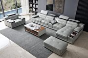 E908 RF Right-facing elegant contemporary gray half leather sectional sofa