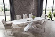 E9113 (Gray) Contemporary x-base white extension dining table