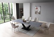 E9436 Gray ceramic top extension dining table in modern style
