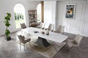 Two-extenions white ceramic top dining table main photo