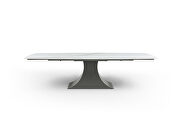 White ceramic top dining table w/ extensions main photo