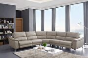 Taupe leather recliner sectional sofa in modern style main photo
