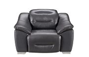 Dark gray charcoal leather electric recliner chair