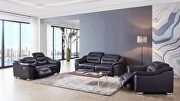 Dark gray charcoal leather electric recliner sofa main photo