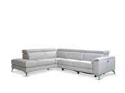 Light beige Italian leather sectional w/ power recliner