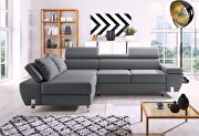 Gray chaise storage sectional w/ bed main photo