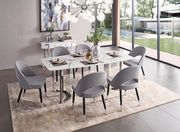 E131 (Silver) Marble top dining table w/ silver legs