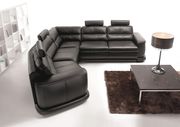 Salon-style full leather sectional sofa w/ bed main photo