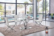 Rectangular glass / modern chrome base table main photo