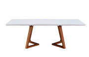 White glossy finish dining table w/ extension main photo