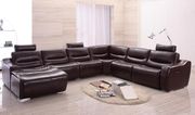 Dark hickory full leather quality sectional sofa main photo