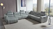 Gray full leather quality sectional sofa main photo