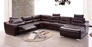 Dark hickory full leather quality sectional sofa main photo