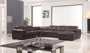Espresso leather sectional couch with recliner main photo