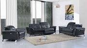 Dark gray leather sofa w/ adjustable headrests main photo