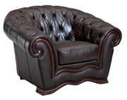 Brown leather tufted buttons design chair