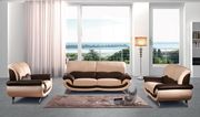 Two-toned brown/cream leather match sofa main photo