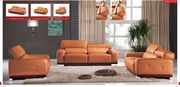 Italian orange leather sofa w/ adjustable headrests main photo