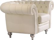 Modern tufted design beige half-leather chair