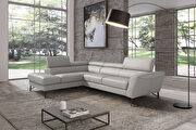 Quality full leather gray sectional with adjustable headrests main photo
