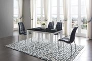 Black top contemporary dining table with extension main photo