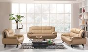 Modern leather match sofa in light brown main photo