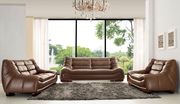 Brown leather contemporary low-profile sofa main photo