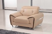 Contemporary light beige leather chair main photo
