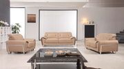 Contemporary light beige leather sofa main photo