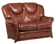 Classic loveseat in brown leather