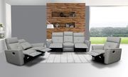 E8501 (Light Gray) Light gray leather reclining sofa in modern design