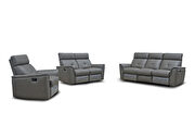 Dark gray leather reclining sofa in modern design