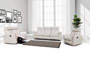 E8501 (White) White leather reclining sofa in modern design