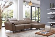 Brown adjustable headrest sectional w/ recliner w/ right chaise main photo