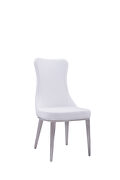 Modern white leatherette solid dining chair main photo