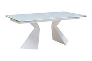 Modern white frosted glass table w/ extension main photo