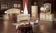 Aida (Ivory) Classic ivory elegant traditional queen bed in roman style