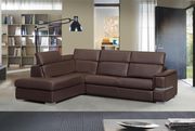 Built-in sleeper sectional in full chocolate leather main photo