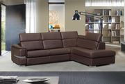 Built-in sleeper sectional in full chocolate leather main photo