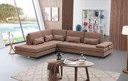Contemporary low-profile almond fabric sectional main photo
